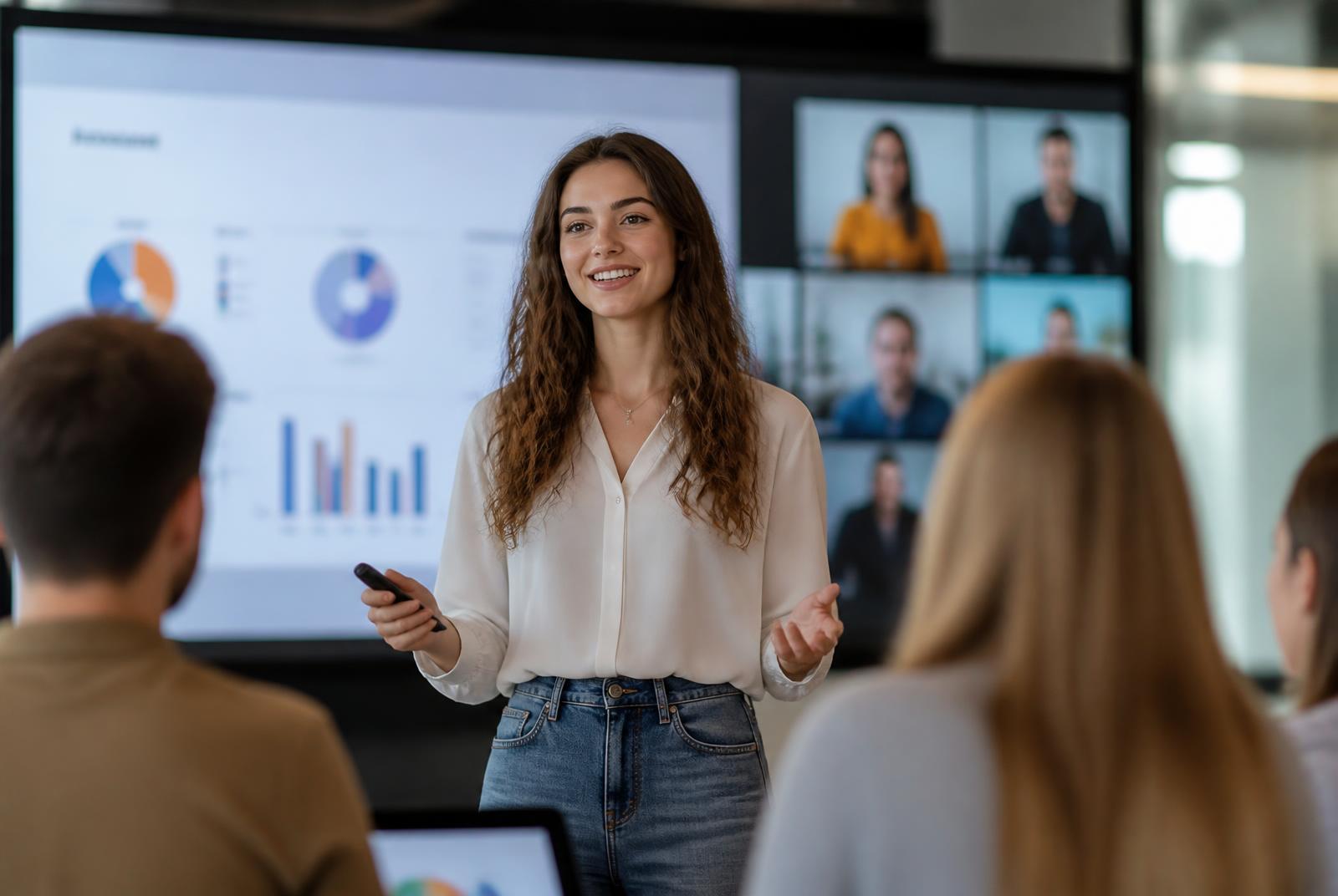 Étudiante SENZA Campus présentant son projet marketing