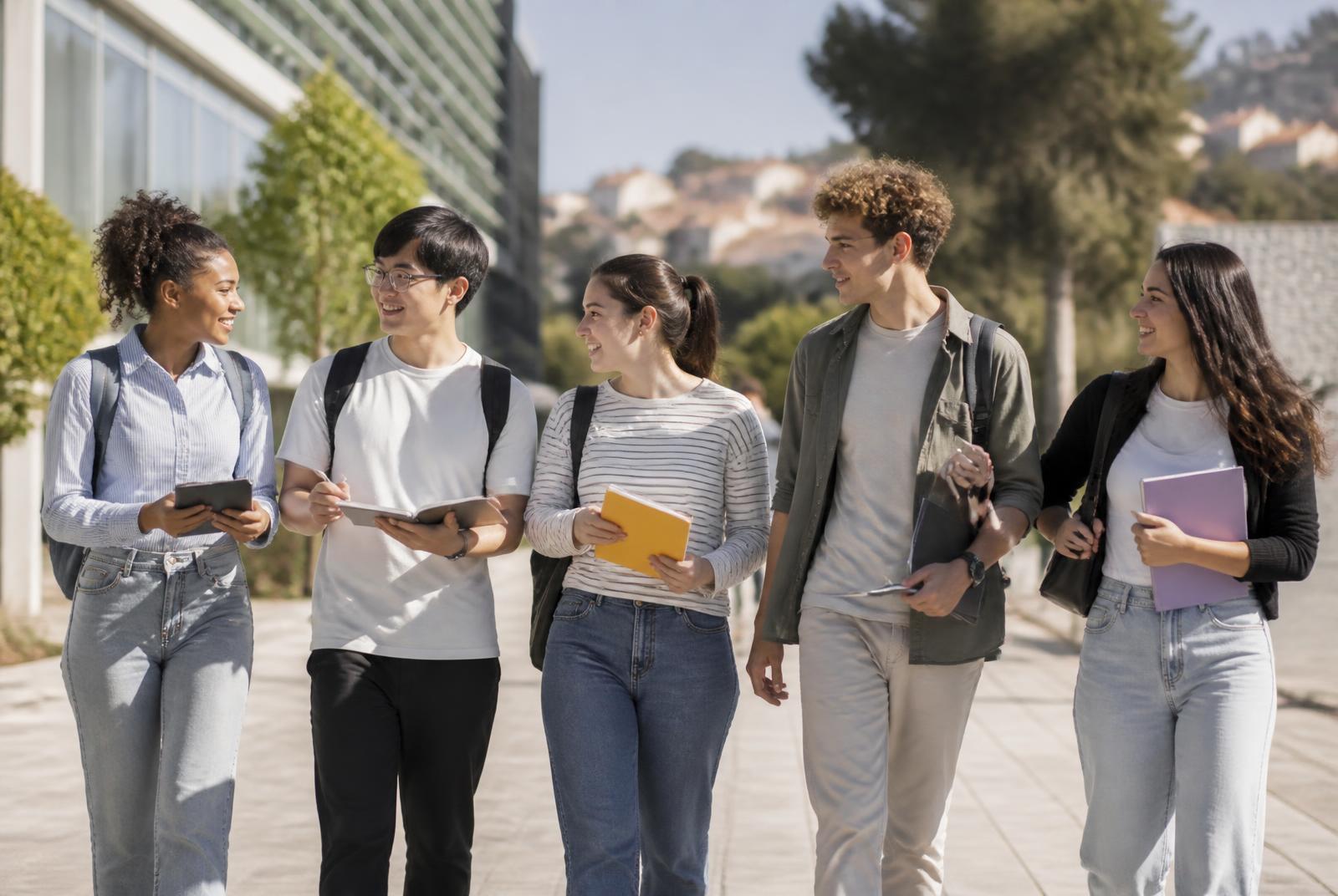 Étudiants SENZA Campus devant le campus